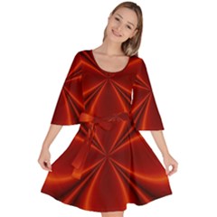 Abstract Background Design Red Velour Kimono Dress by Sudhe