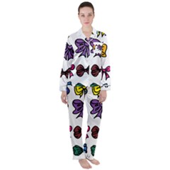 Bows Cartoon Ribbon Satin Long Sleeve Pyjamas Set by Bajindul