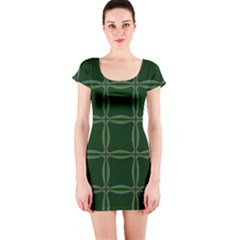 Background Pattern Design Geometric Green Short Sleeve Bodycon Dress by Sudhe