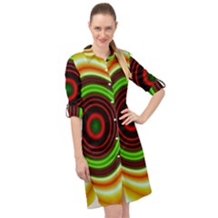 Digital Art Background Yellow Red Long Sleeve Mini Shirt Dress by Sudhe