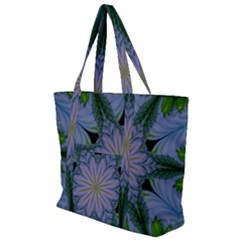 Abstract Flower Artwork Art Green Zip Up Canvas Bag by Sudhe