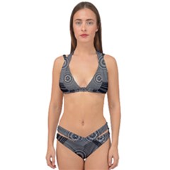 Digital Art Background Black White Double Strap Halter Bikini Set by Sudhe