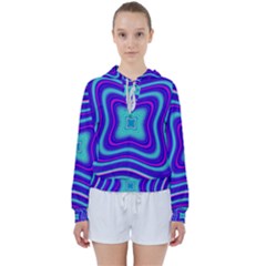 Abstract Artwork Fractal Background Blue Women s Tie Up Sweat by Sudhe