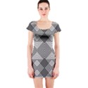 Monochrome Geometric Herringbone Seamless Pattern Vector Short Sleeve Bodycon Dress View1