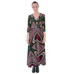 Abstract Artwork Fractal Background Button Up Maxi Dress by Sudhe