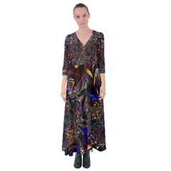 Art Design Colors Fantasy Abstract Button Up Maxi Dress by Sudhe