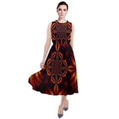 Abstract Art Artwork Fractal Design Round Neck Boho Dress by Pakrebo