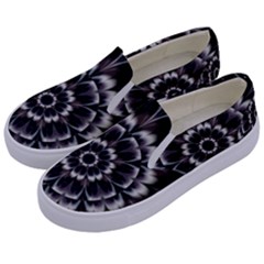 Abstract Digital Art Artwork Black White Kids  Canvas Slip Ons by Pakrebo