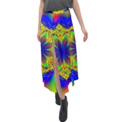 Digital Art Fractal Artwork Flower Velour Split Maxi Skirt by Pakrebo