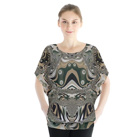 Fractal Art Artwork Design Batwing Chiffon Blouse by Pakrebo