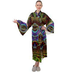 Art Artwork Fractal Digital Art Pattern Maxi Tie Front Velour Kimono by Pakrebo