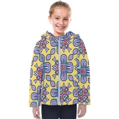 Shapes On A Yellow Background                     Kids  Hooded Puffer Jacket by LalyLauraFLM