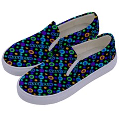 Have Fun Multicolored Text Pattern Kids  Canvas Slip Ons by dflcprintsclothing