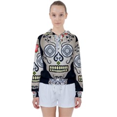 Skull Scary Art Digital Head Women s Tie Up Sweat by Wegoenart