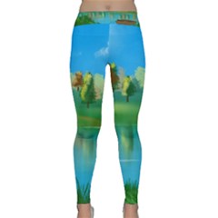 Digital Art Artwork Landscape Boat Classic Yoga Leggings by Wegoenart