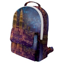 City Lights Skyline Buildings Flap Pocket Backpack (small) by Wegoenart