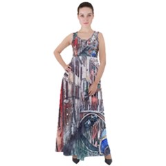 Venice Water Laguna Italy Empire Waist Velour Maxi Dress by Wegoenart