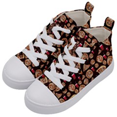 Pizza Pattern Kids  Mid-top Canvas Sneakers by bloomingvinedesign