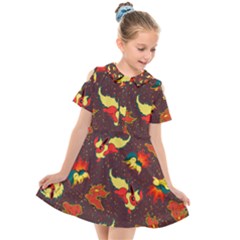 Fire Type Kids  Short Sleeve Shirt Dress by Mezalola