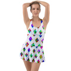 Rainbow Lattice Ruffle Top Dress Swimsuit by Mariart