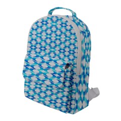 Fabric Geometric Aqua Crescents Flap Pocket Backpack (large) by Bajindul