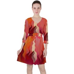 Fire Abstract Cartoon Red Hot Ruffle Dress by Wegoenart