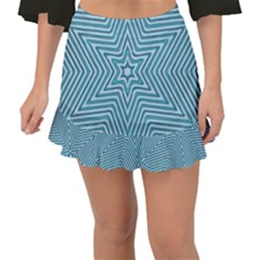 Lines Blue Repeating Textile Fishtail Mini Chiffon Skirt by Wegoenart