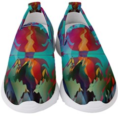 Background Sci Fi Fantasy Colorful Kids  Slip On Sneakers by Wegoenart