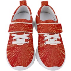 Rays Pattern Center Abstract Red White Kids  Velcro Strap Shoes by Wegoenart