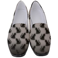 Black Cats On Gray Women s Classic Loafer Heels by bloomingvinedesign