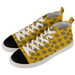 Sensational Stars On Incredible Yellow Men s Mid-top Canvas Sneakers by pepitasart