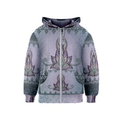 Abstract Decorative Floral Design, Mandala Kids  Zipper Hoodie by FantasyWorld7