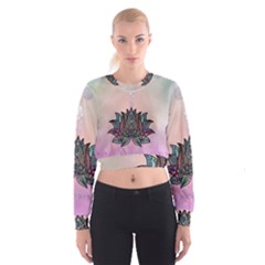 Abstract Decorative Floral Design, Mandala Cropped Sweatshirt by FantasyWorld7