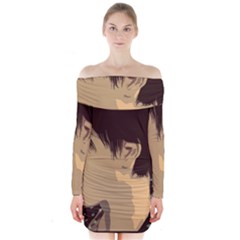 Punk Face Long Sleeve Off Shoulder Dress by snowwhitegirl