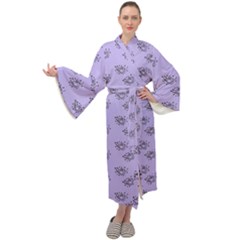 Zodiac Bat Lilac Maxi Tie Front Velour Kimono by snowwhitegirl