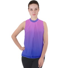 Dot Background Pattern Halftone Mock Neck Chiffon Sleeveless Top by Bajindul