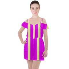 Colors And More Wonderful Colors Ruffle Cut Out Chiffon Playsuit by pepitasart