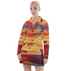 Rainbow Waves Women s Long Sleeve Casual Dress by WILLBIRDWELL