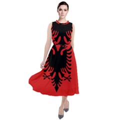 Albania Flag Round Neck Boho Dress by FlagGallery