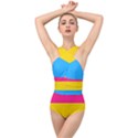 Pansexual Pride Flag Cross Front Low Back Swimsuit View1