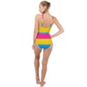 Pansexual Pride Flag High Neck One Piece Swimsuit View2