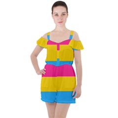 Pansexual Pride Flag Ruffle Cut Out Chiffon Playsuit by lgbtnation