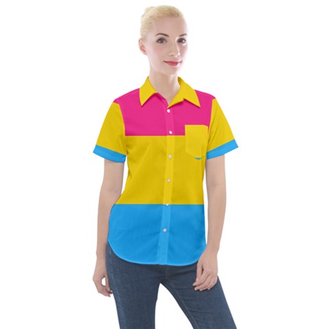 Pansexual Pride Flag Women s Short Sleeve Pocket Shirt by lgbtnation