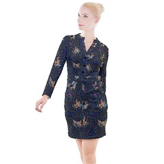 King And Queen  Button Long Sleeve Dress by Mezalola