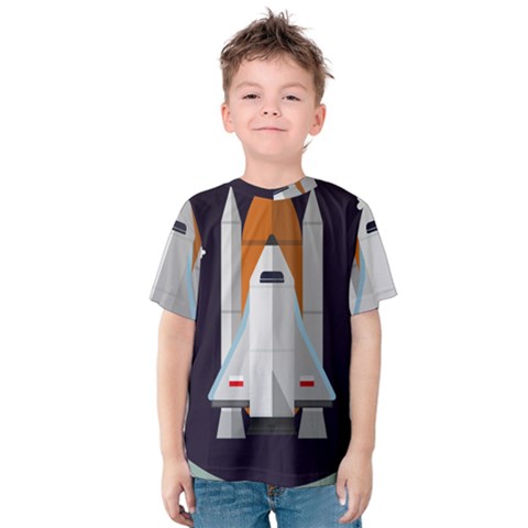 Rocket Space Universe Spaceship Kids  Cotton Tee by Pakrebo