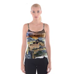 Castle Fantasy Landscape Stormy Spaghetti Strap Top by Pakrebo