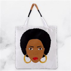 African American Woman With ?urly Hair Grocery Tote Bag by bumblebamboo