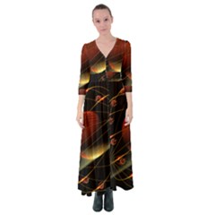 Fractal Digital Art Button Up Maxi Dress by Pakrebo