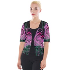 Fractal Traditional Fractal Hypnotic Cropped Button Cardigan by Pakrebo