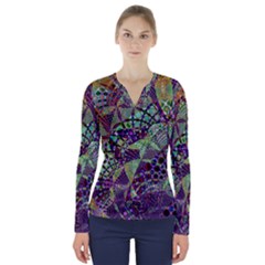 Background Design Art Artwork V-neck Long Sleeve Top by Pakrebo